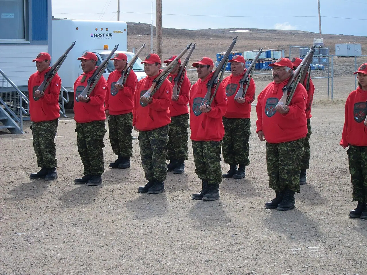 Canadian Rangers in winter kit (Wikimedia Commons file)—illustrates the reserve patrol force Greenland and Denmark are studying as a model; not a classified exercise location or a 2026 government handout from the story.