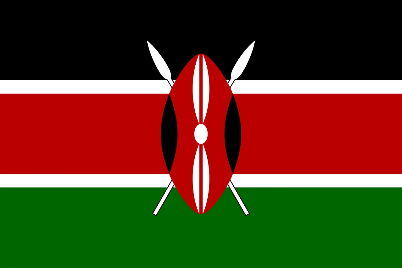 Flag of Kenya (Wikimedia Commons vector)—national context for nationwide transport and pricing politics in May 2026; not a photograph of matatu barricades, tear gas, or a named victim.